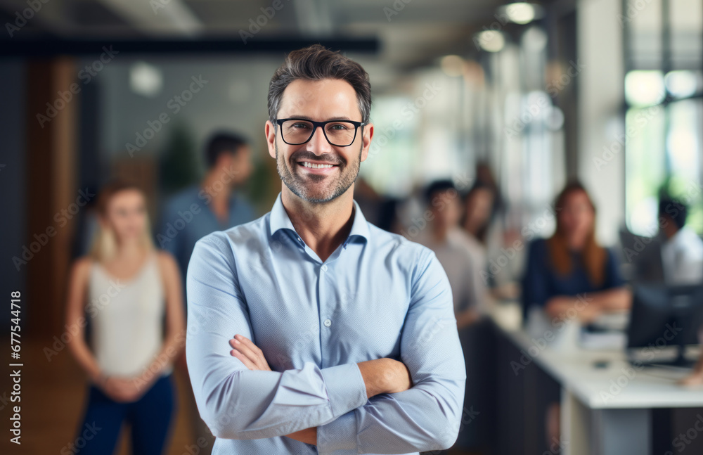 Professional man having a meeting with his team in an office Professional man having a meeting with his team in an office