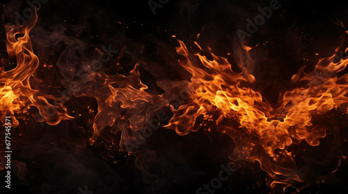 Texture of burn fire with particles embers. Flames