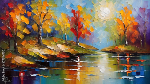 autumn leaves in the water