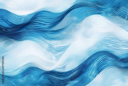 Amazing abstract composition shapes with waves with blue dominant color, can be used with wallpaper, concept graphic resources, generative ai