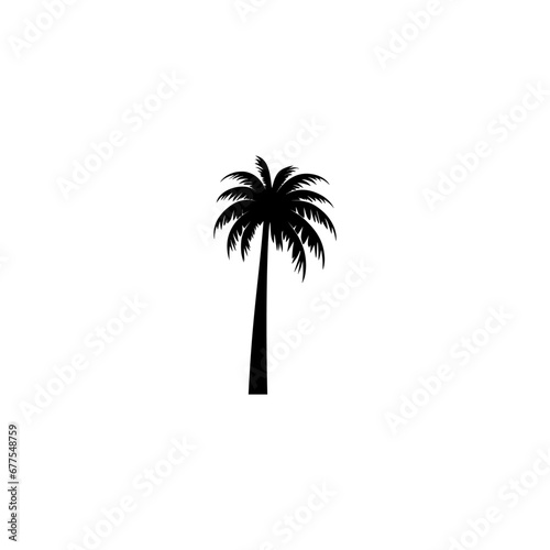 Palm tree silhouette coconut icon isolated on white background
