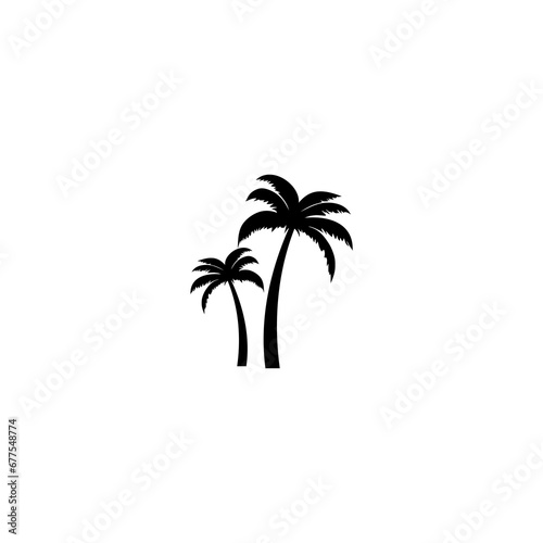 Palm tree silhouette coconut icon isolated on white background