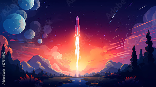 Launch of a rocket into space. Generative ai