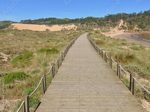 Dunes and Concha Bay in Sao Martinho do Porto, Centro - Portugal