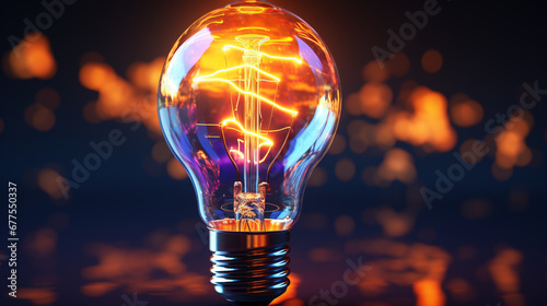 light bulb in fire HD 8K wallpaper Stock Photographic Image