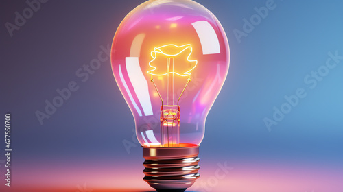 light bulb on red HD 8K wallpaper Stock Photographic Image