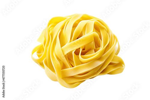 Dry thick rolled noodles square shape. Capelli d'angelo, Angel pasta. Homemade italian pasta tagliatelle. Italian Cuisine. Egg noodles. Isolated on white background