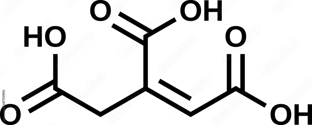Aconitic acid structural formula, vector illustration Aconitic acid structural formula, vector illustration