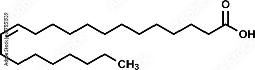 Erucic acid structural formula, vector illustration 