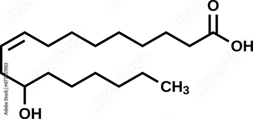 Ricinoleic acid structural formula, vector illustration