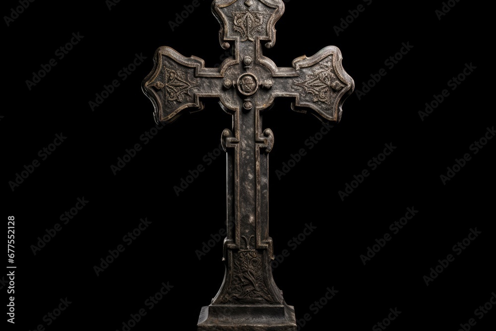 Isolated Halloween Object Old Stone Cross With Eerie Feel
