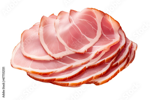 Sliced ham isolated on white background photo