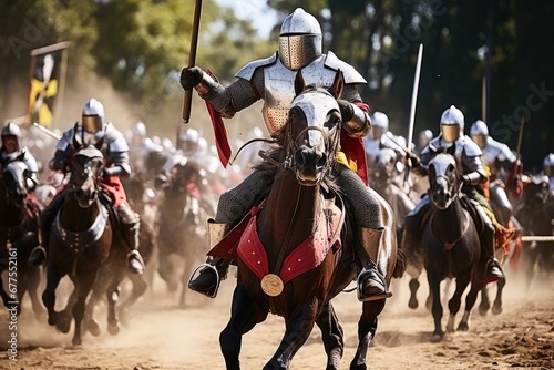 Knights Engaged In Fierce Battle On Horseback © Anastasiia