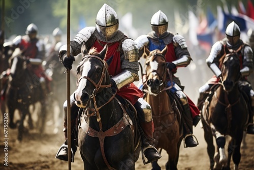 Knights Engaged In Fierce Battle On Horseback © Anastasiia