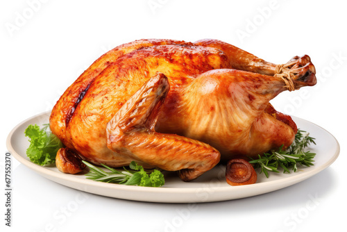 Roasted Chicken On Isolated White Background