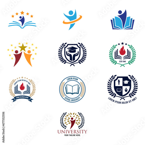 Set of university and college school and logo emblems