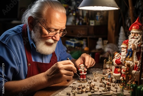 Santa Claus At School, Teaching Class Of Young Elves About Toymaking Techniques