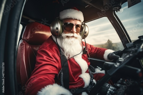 Santa Claus In Helicopter, Airlifting Gifts To Remote Locations