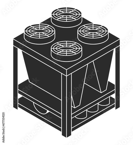 Air chiller for roof top - flat monochrome icon