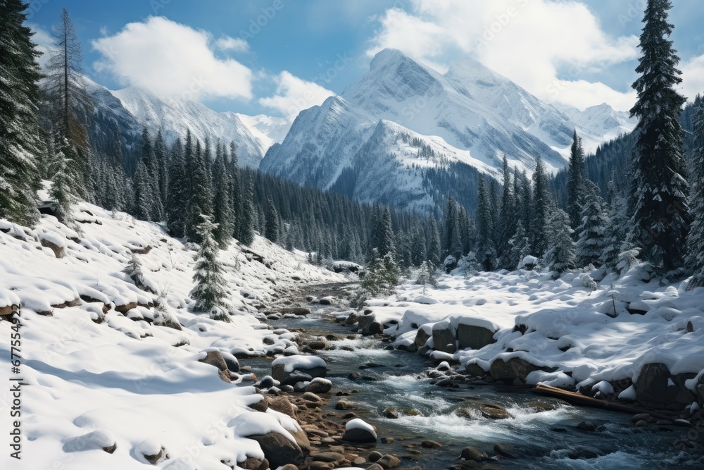 Winter Landscape In The Mountains