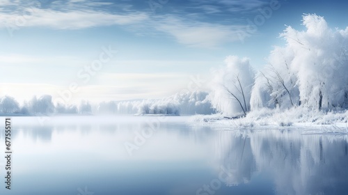 blue white hoarfrost scenic frozen illustration ice lake, weather frost, outdoor scene blue white hoarfrost scenic frozen © vectorwin