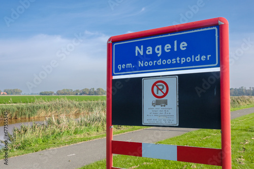 Place name sign of Nagele, Noordoostpolder, Flevoland province, The Neherlands photo