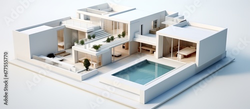 The architectural concept for the house was brought to life through a detailed ai illustration showcasing a clean white background with graphic line work highlighting the unique design of t © TheWaterMeloonProjec