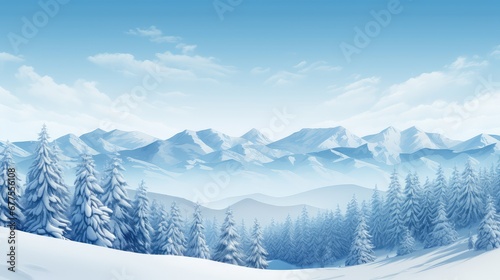 landscape snow view pine pine illustration winter tree, travel background, sky beautiful landscape snow view pine pine