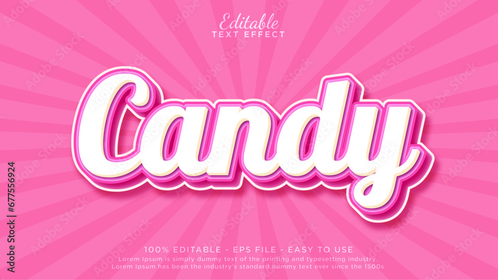 Sweet candy 3d editable text effect template