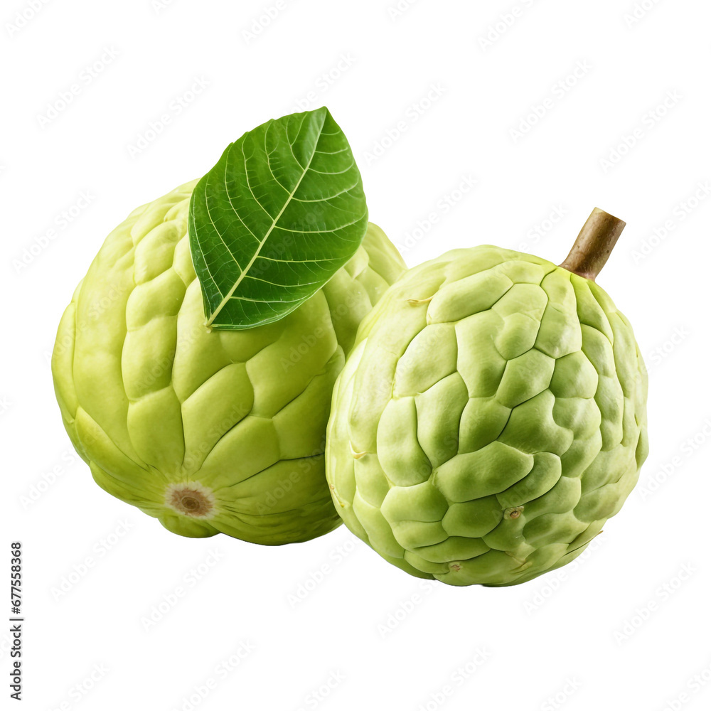 Fototapeta premium Cherimoya fruits isolated on transparent background