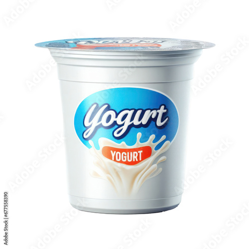 Dairy yoghurt cup package isolated on white transparent background, PNG