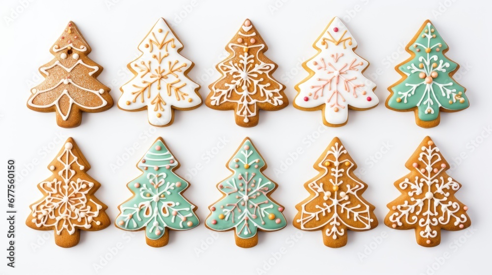 set of decorative christmas cookie isolate on white background