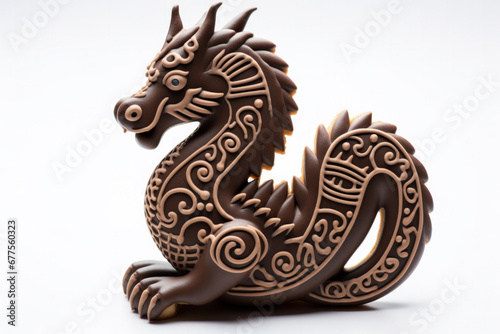 Dragon-shaped New Year gingerbread cookie isolated on a white background  © Nataliia
