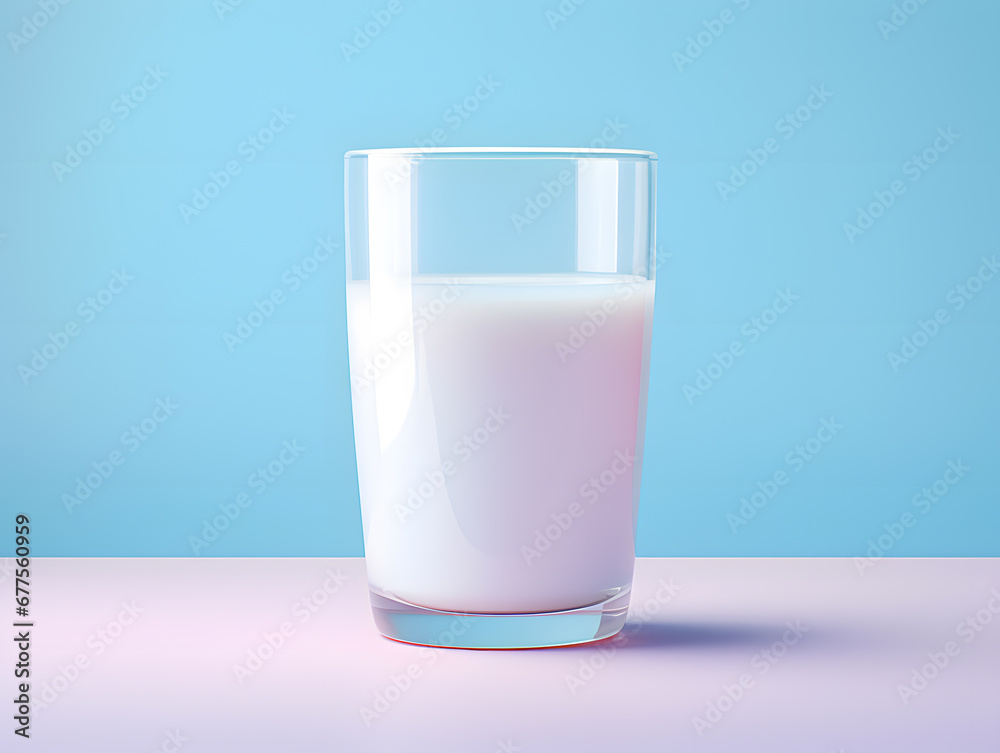 Glass of milk isolated on blue background Glass of milk isolated on blue background