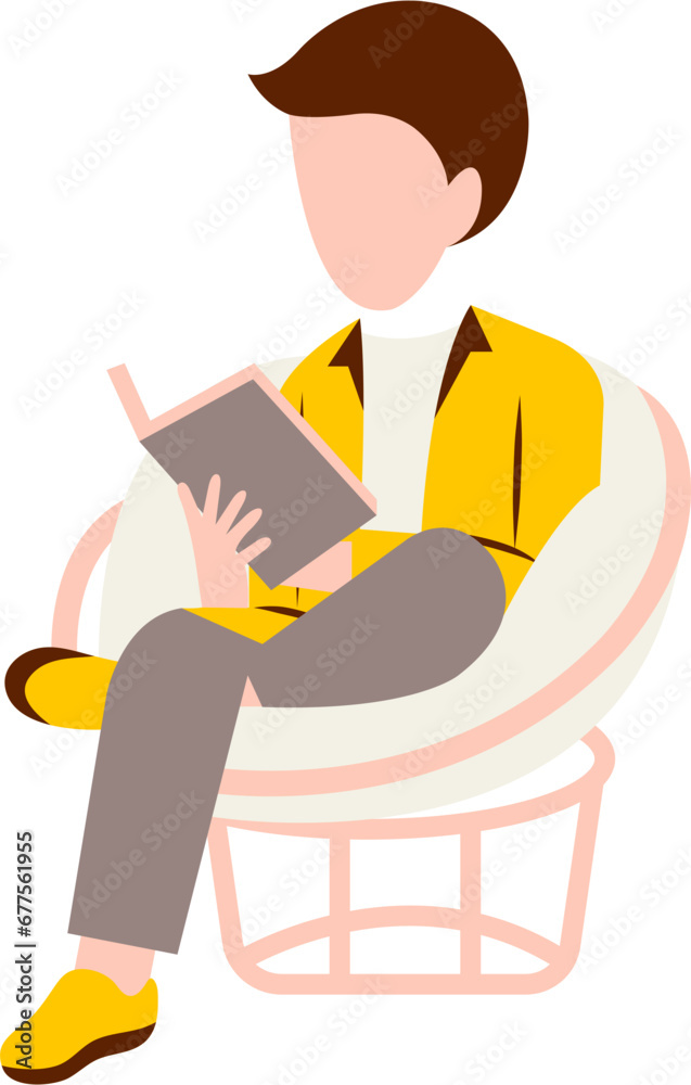 Illustration Of Man Reading Book