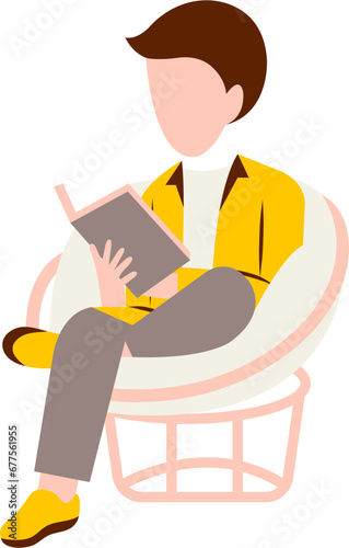 Illustration Of Man Reading Book