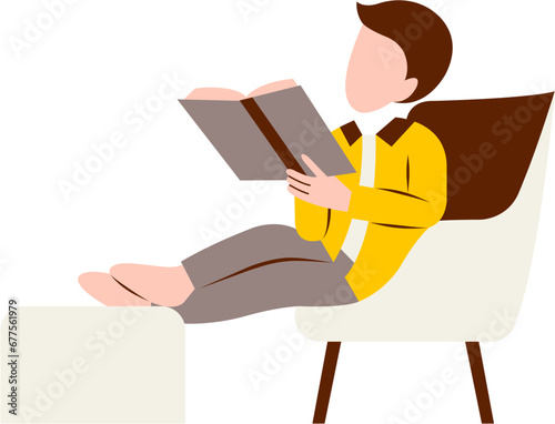 Illustration Of Man Reading Book