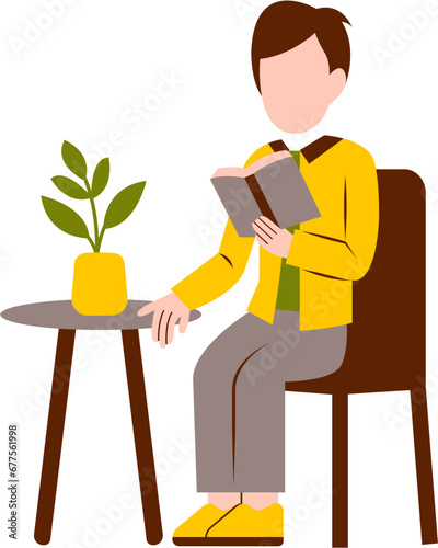 Illustration Of Man Reading Book