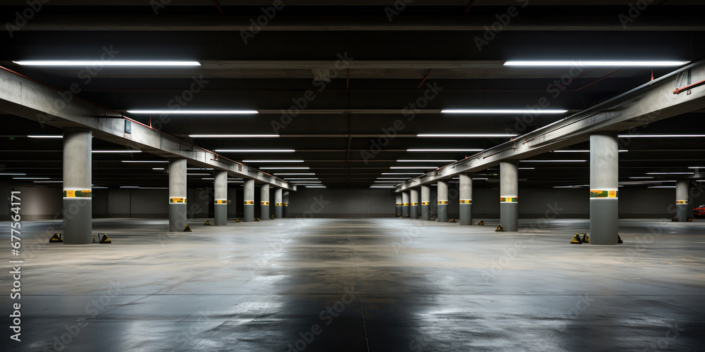 An unoccupied multi-level parking garage - obrazy, fototapety, plakaty 