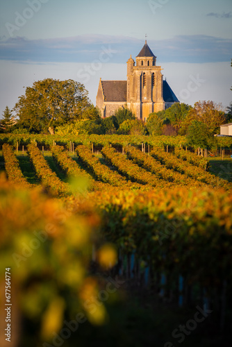 France  Charente-Martime  Lonzac Church in Cognac Vineyards  Petite Champagne  High quality photo