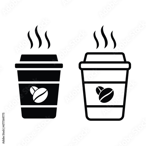 Coffee icon black and white. Hot coffee