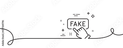 Fake information line icon. Continuous one line with curl. Propaganda conspiracy sign. Web wrong truth symbol. Fake information single outline ribbon. Loop curve pattern. Vector