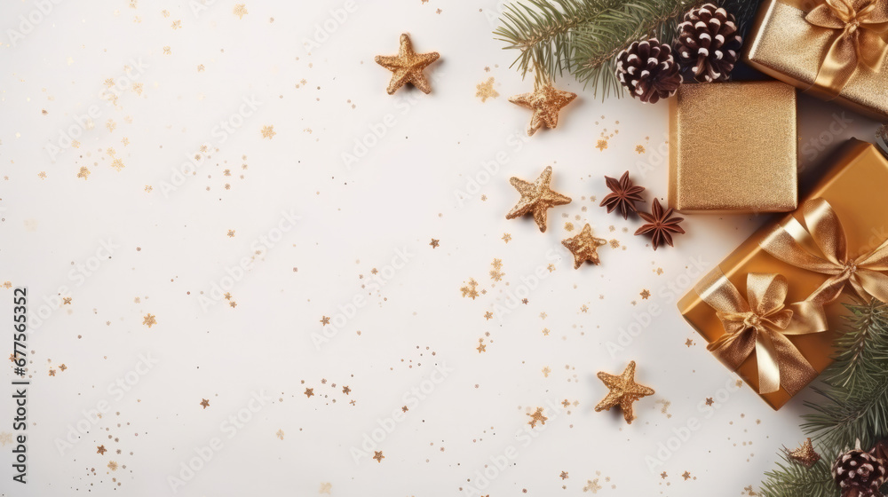 Christmas atmosphere background with copy space top view Christmas atmosphere background with copy space top view