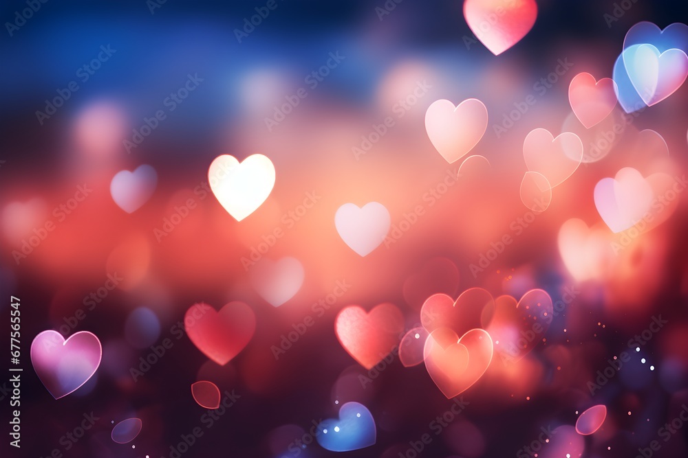 Flying heart shapes bokeh background Flying heart shapes bokeh background