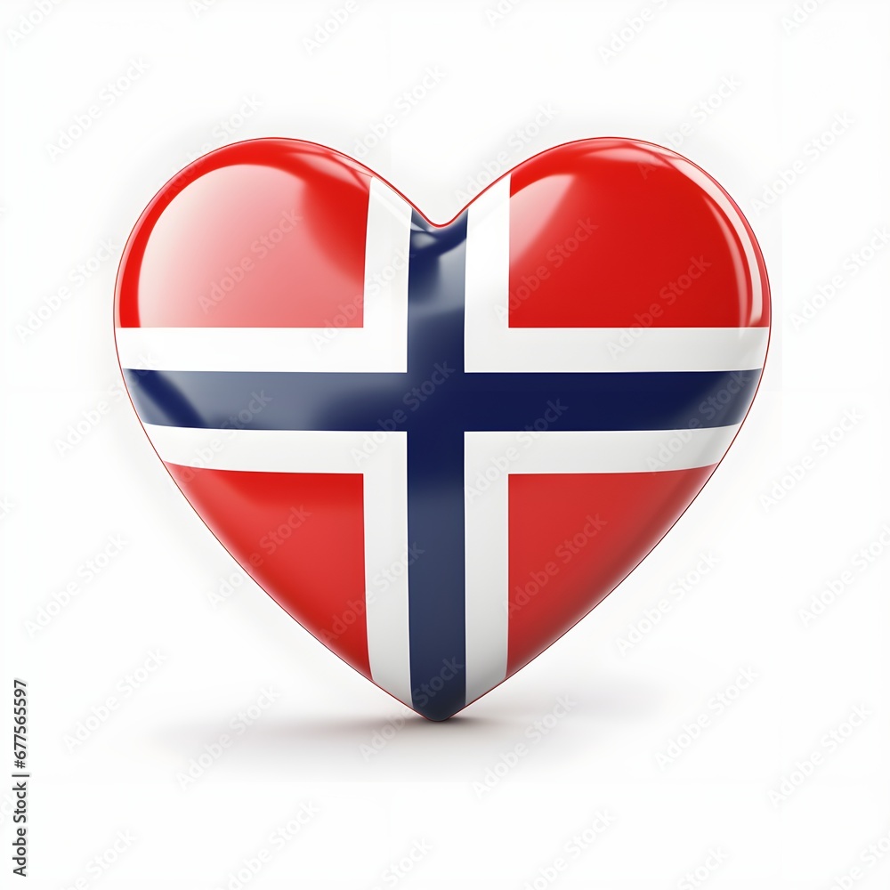 Fototapeta premium 3d heart with norway flag isolated on white