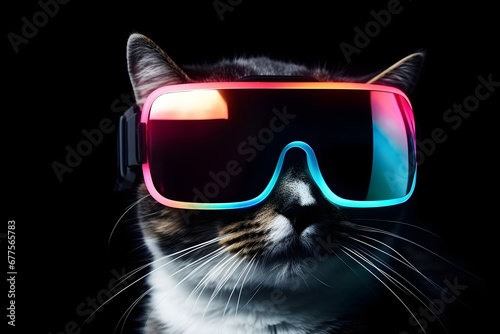 Cat in virtual reality glasses