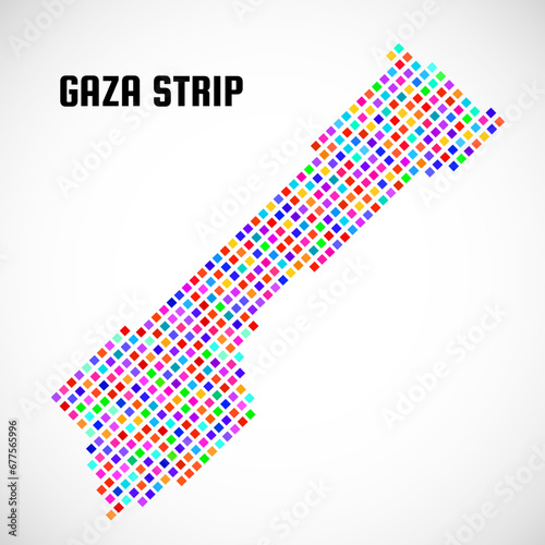 Pixel Gaza Strip map isolated on white background. Vector illustration