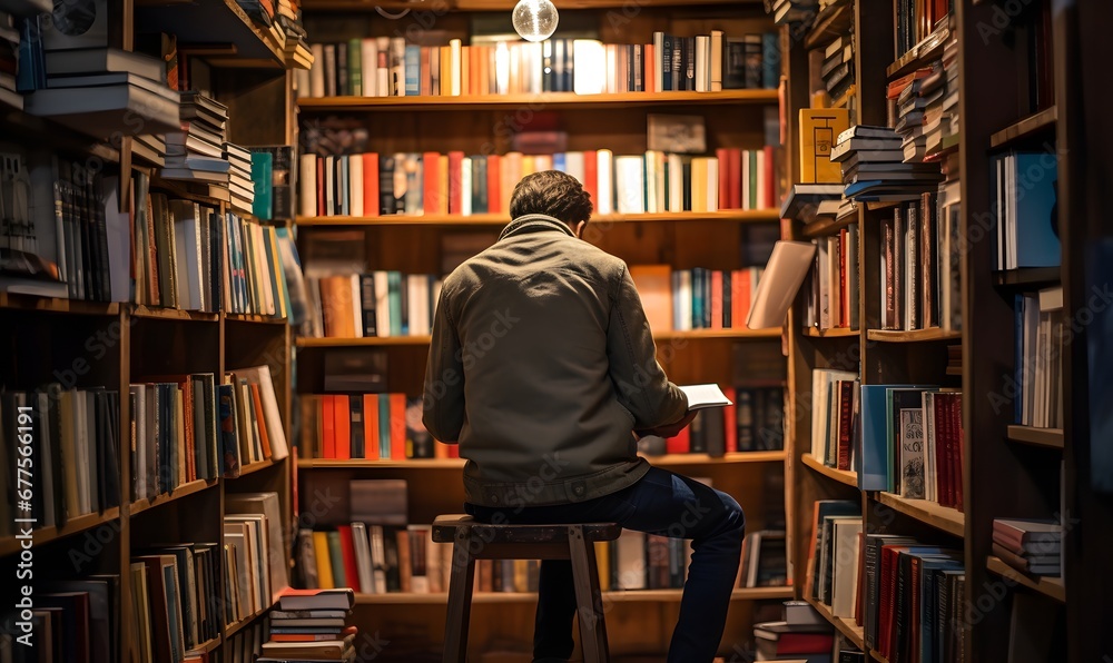person in library, Generative AI person in library, Generative AI