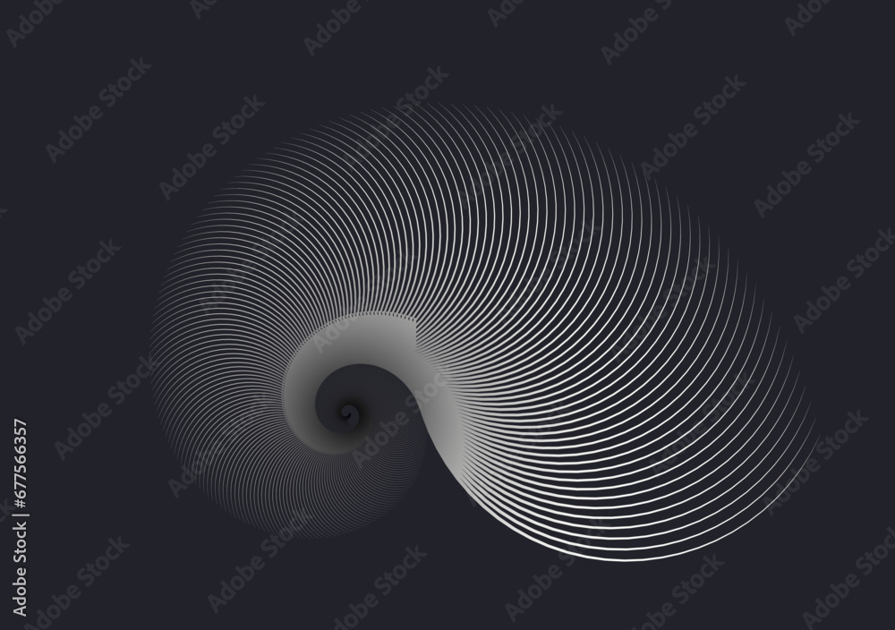 graphic swirling shell in dark silver shades