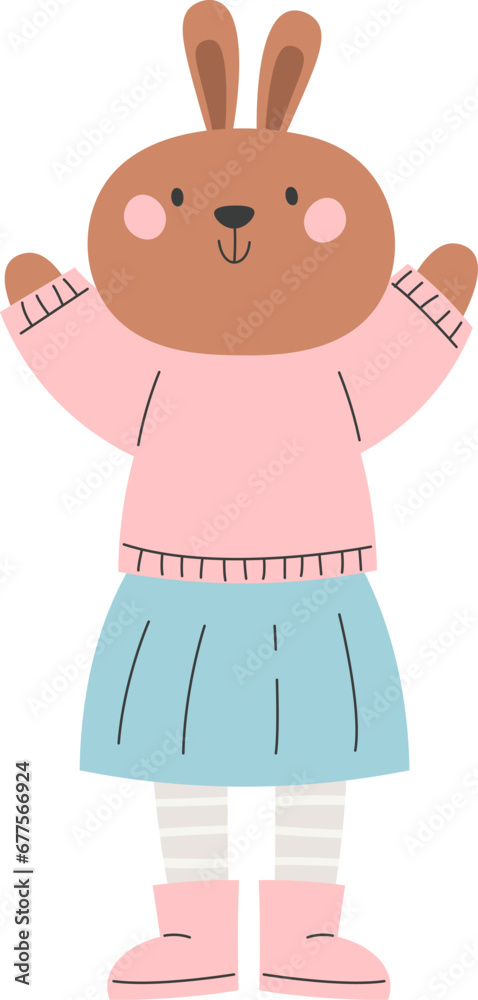 Happy Rabbit In Clothes